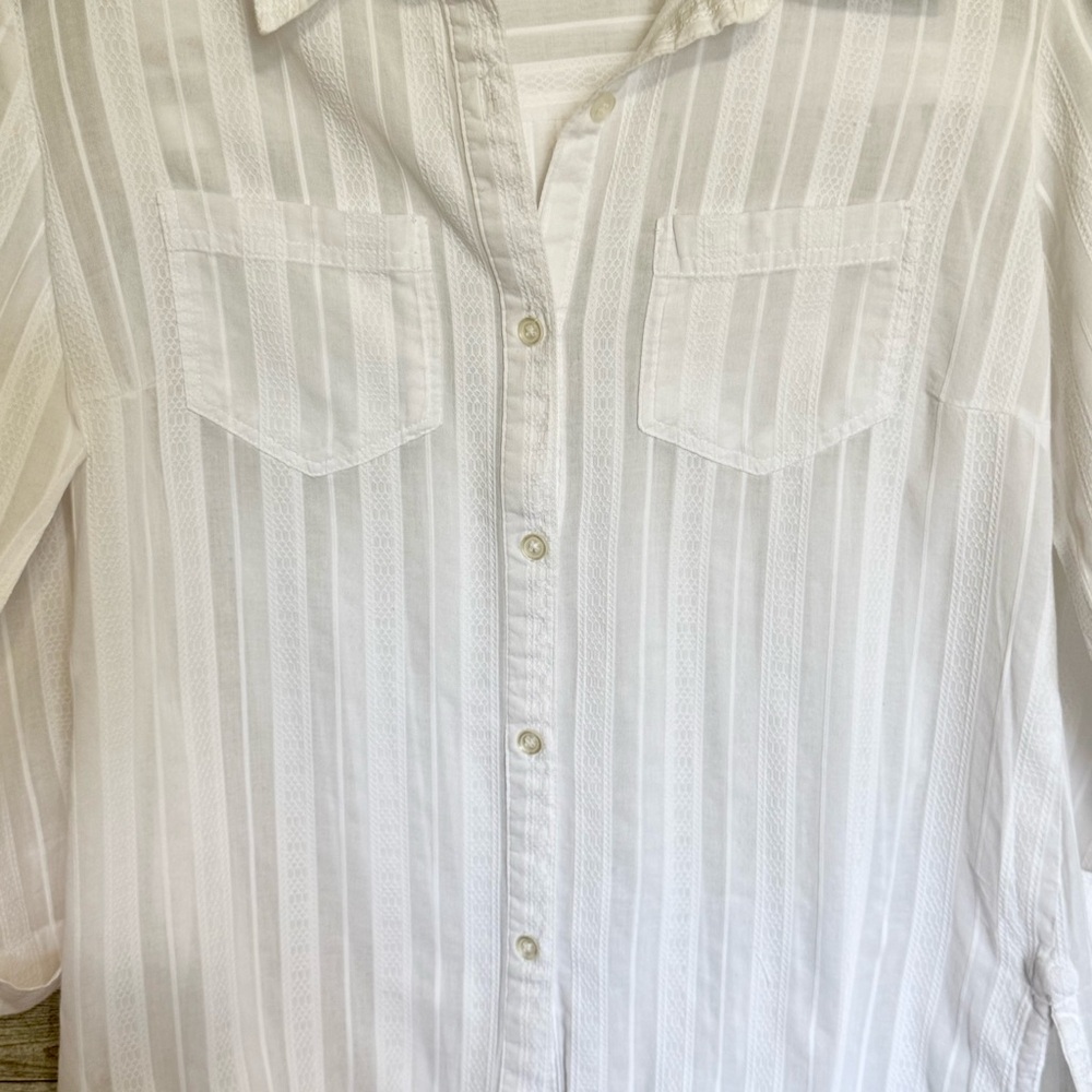 Baxter & Wells White Button Up Tab Sleeve Pockets Collared Rounded Hemline Vents - Picture 4 of 15